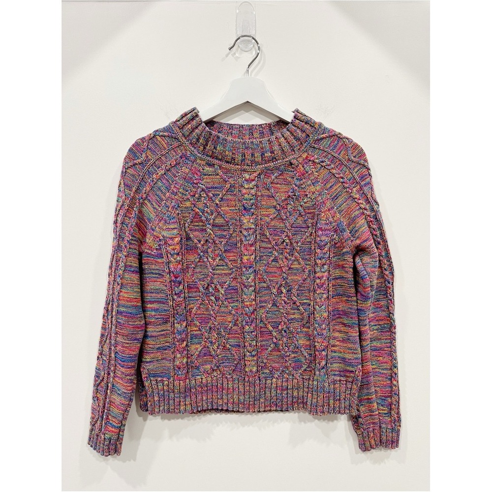 GAP Multicolor Marled Cable Knit Hooded Sweater Size Small